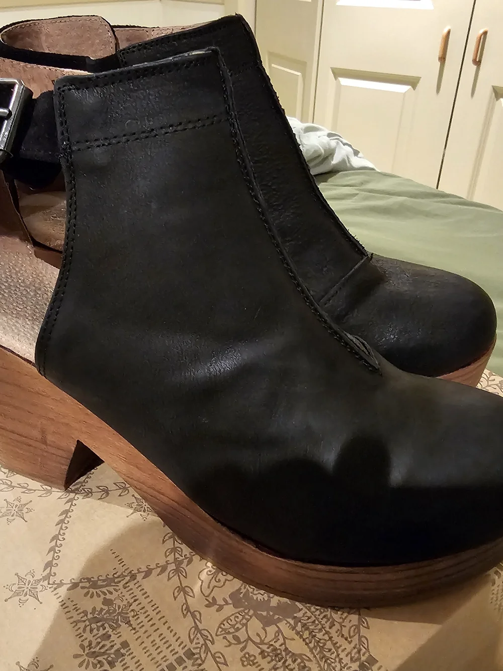 Free People Black Platform Cutout Ankle Clog with Wood-Effect Heel Size EU 40 - Picture 6 of 10